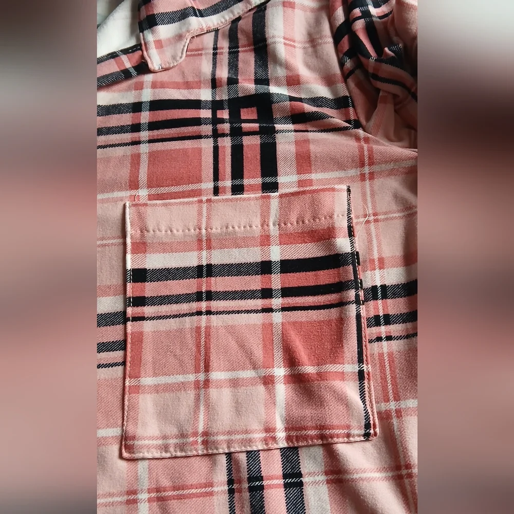 Plaid Button Down Shirt - Pink and Black - Picture 5 of 7